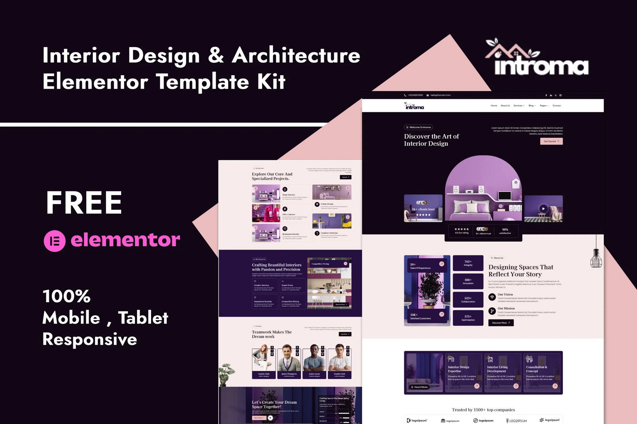 Introma - Kit de Templates Elementor de Design de Interiores e Arquitetura