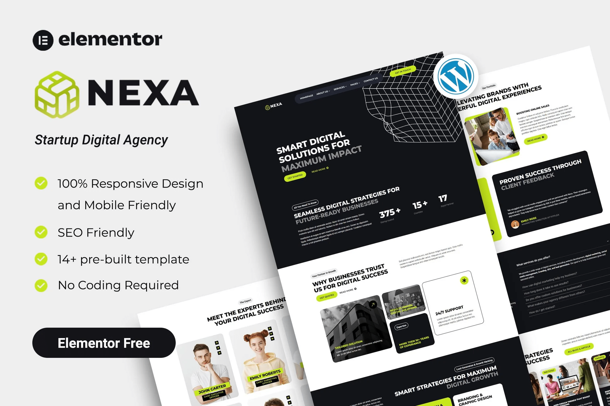Nexa - Kit de Templates Elementor para agências digitais para startups