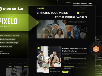 Pixelo - Kit de Templates Elementor para Agência Digital