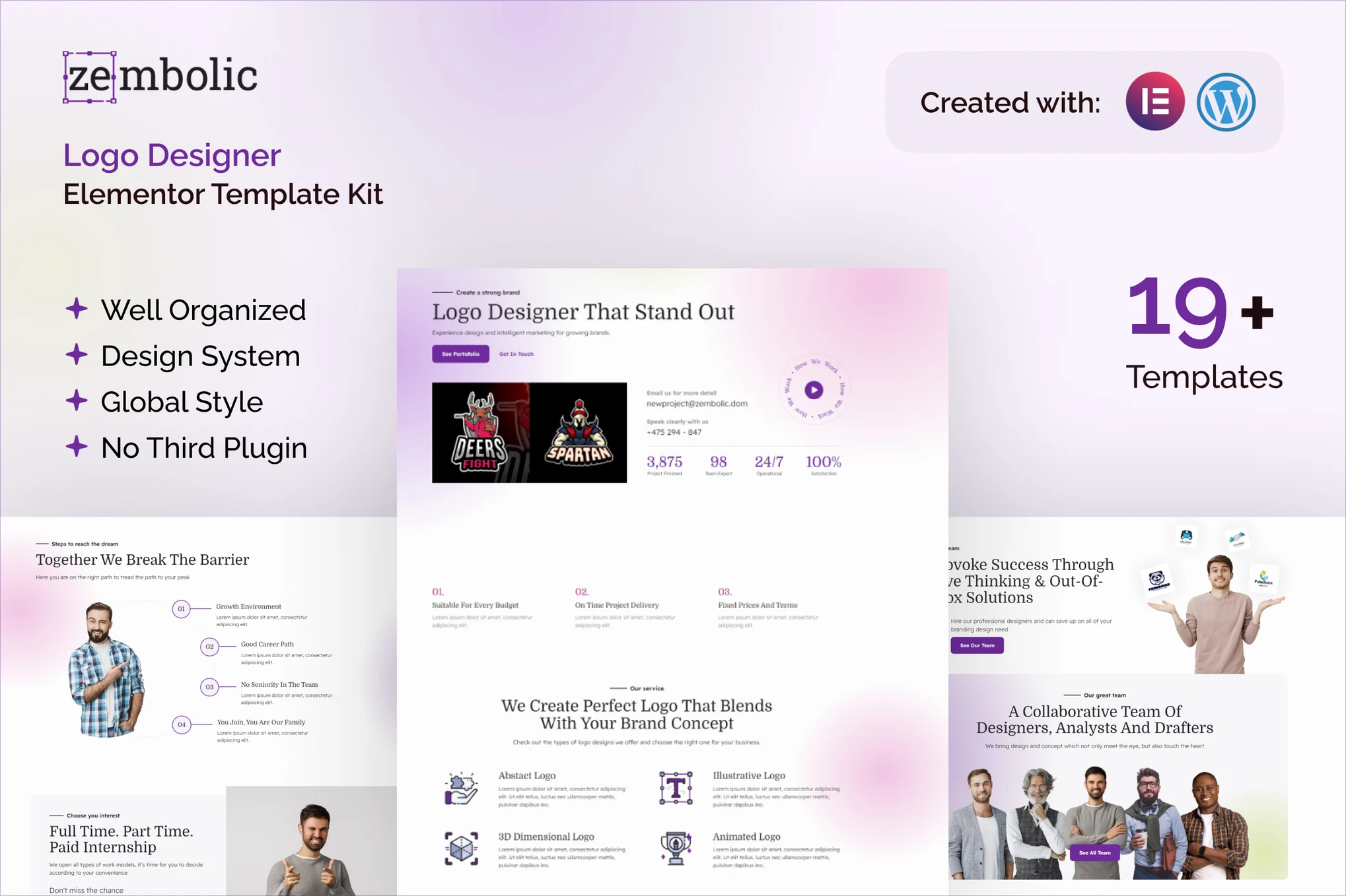 Zembolic - Template Kit Elementor para agência de design de marca