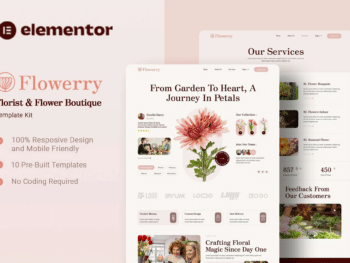 Flowerry - Kit de modelos Elementor para floristas e butiques de flores
