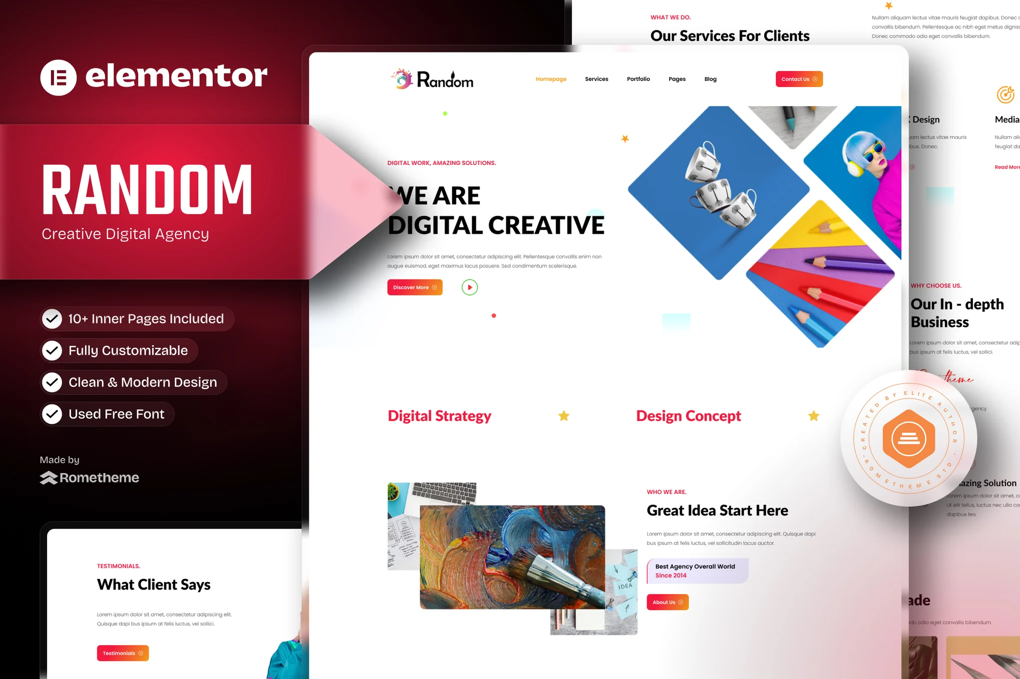 Random - Template Kit Elementor para agência digital criativa