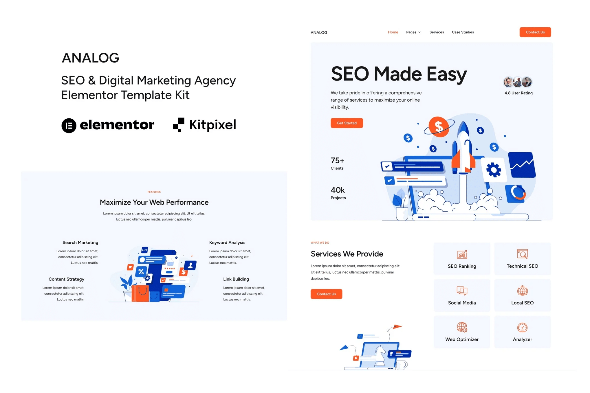 Analog - Kit de Templates Elementor para Agência de SEO e Marketing Digital