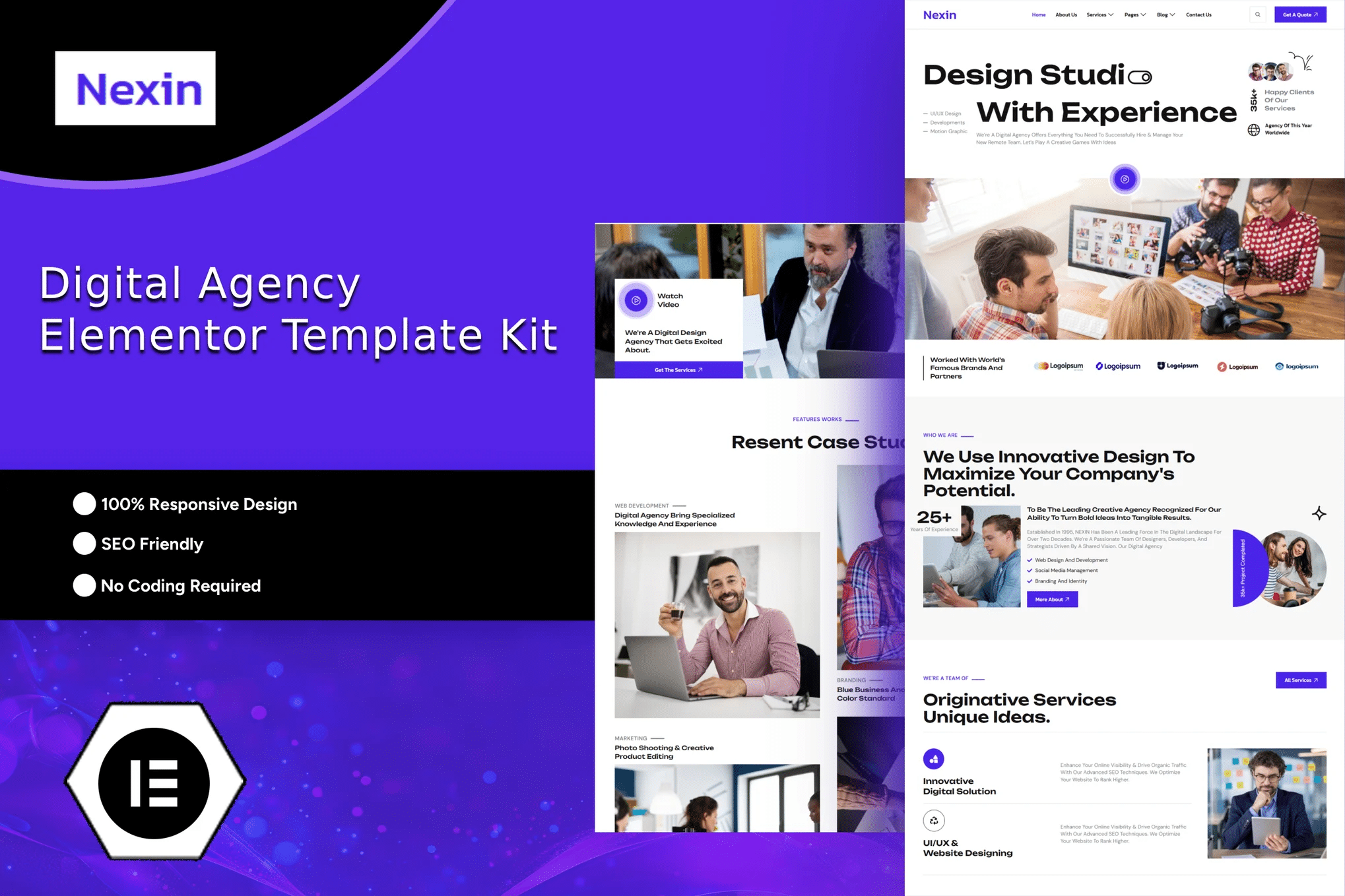 Nexin - Kit de Modelos Elementor para Agência Digital Criativa
