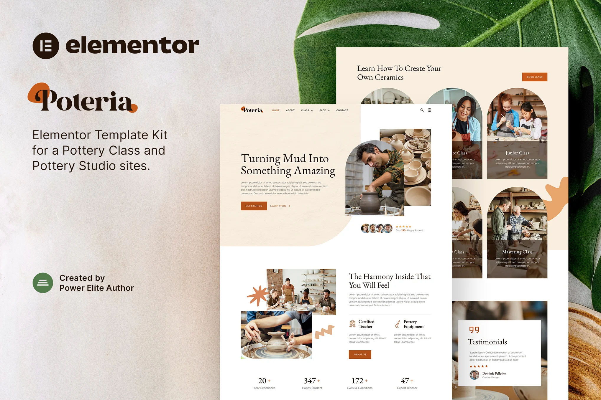 Poteria - Template Kit de aula de cerâmica e estúdio Elementor