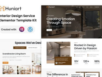Huniart - Kit de modelos Elementor para serviços de design de interiores