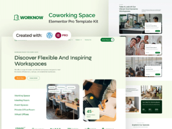Worknow - Kit de Templates Elementor Pro para espaços de coworking
