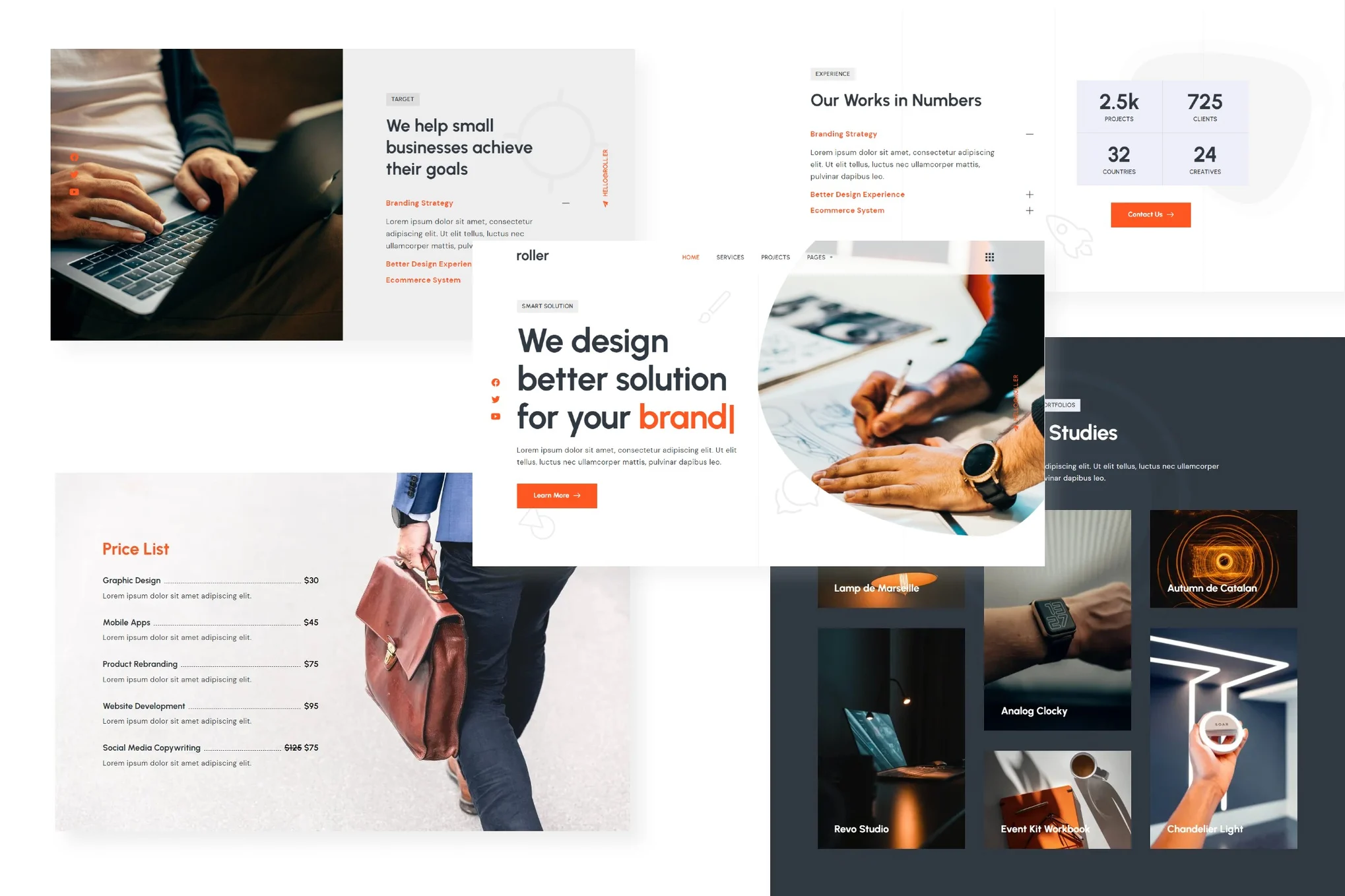 Roller - Template Kit de Portfólio criativo e agência Elementor