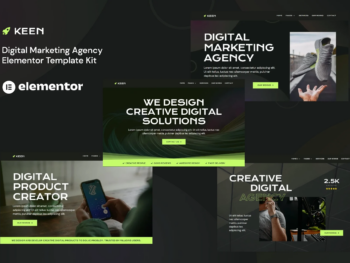 Keen - Template Kit Elementor para agência de marketing digital escura
