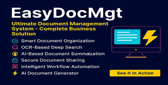 EasyDocMgt – Sistema de gerenciamento de documentos com inteligência artificial, compartilhamento de arquivos, fluxo de trabalho e OCR.