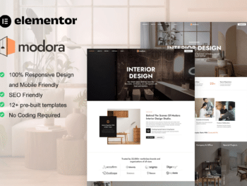 Modora - Kit de modelos Elementor Pro para serviços de design de interiores e arquitetura