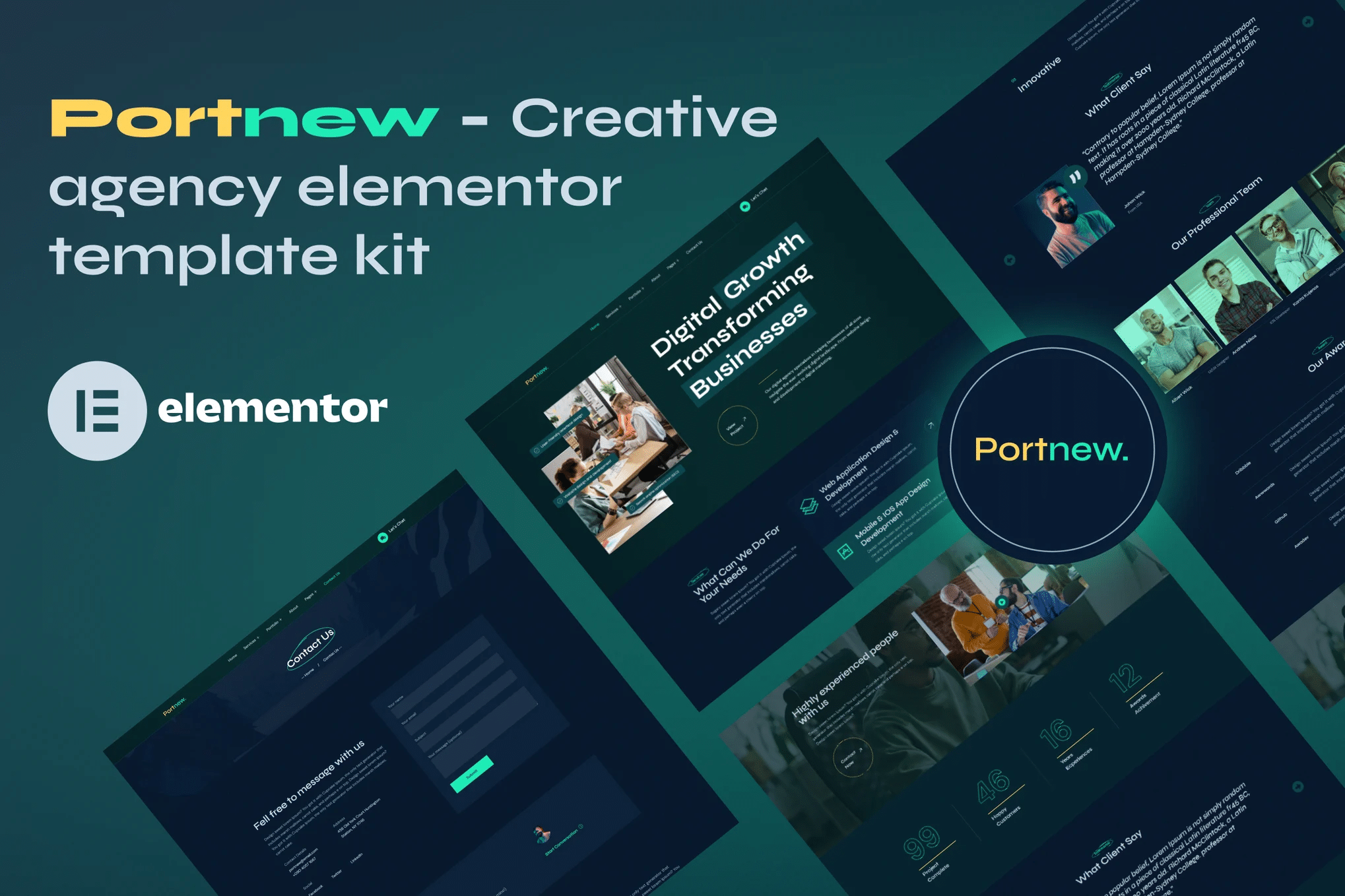 Portnew - Kit de Templates Elementor para Agência Criativa