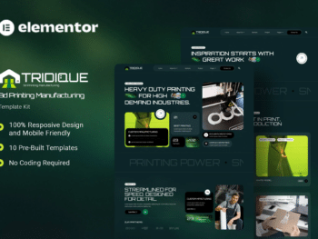 Tridique - Kit de Templates Elementor de Fabricação para Impressão 3D