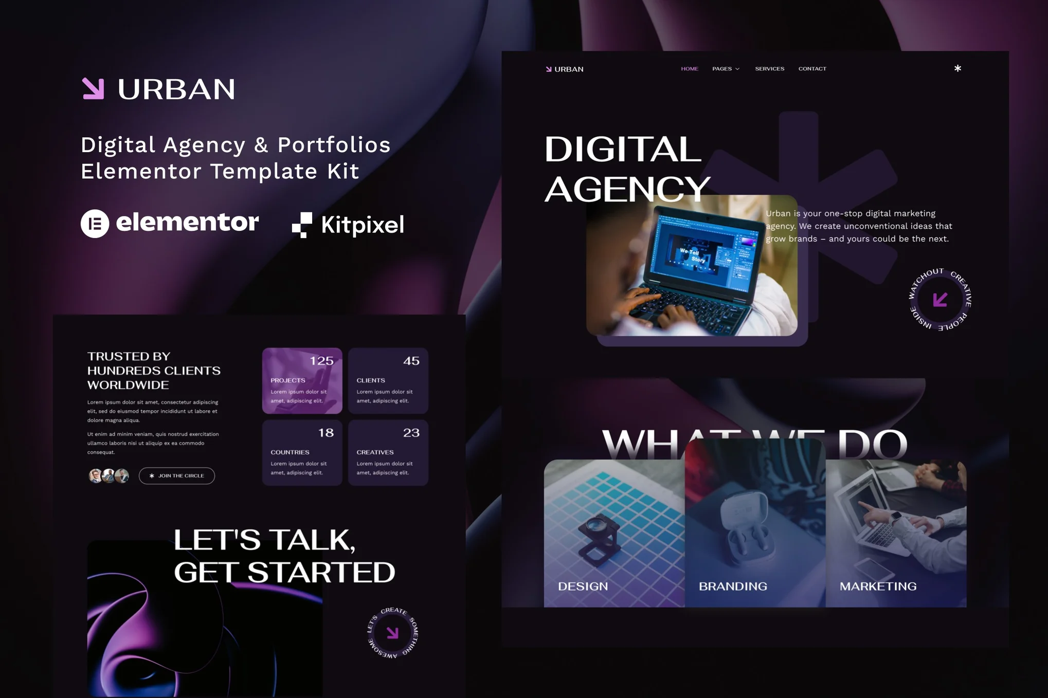 Urban - Template Kit Elementor para Agência e portfólios digitais escuros