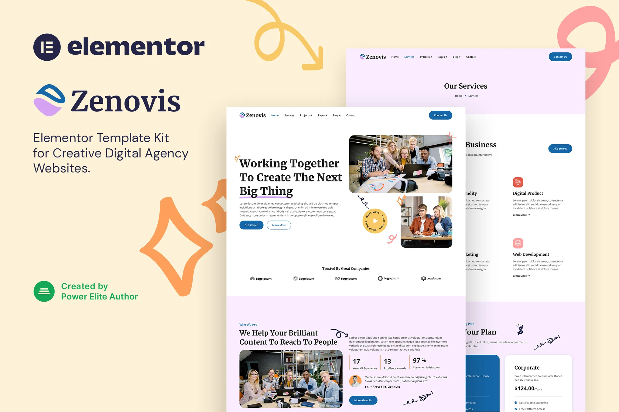 Zenovis - Template Kit Elementor de agência digital criativa