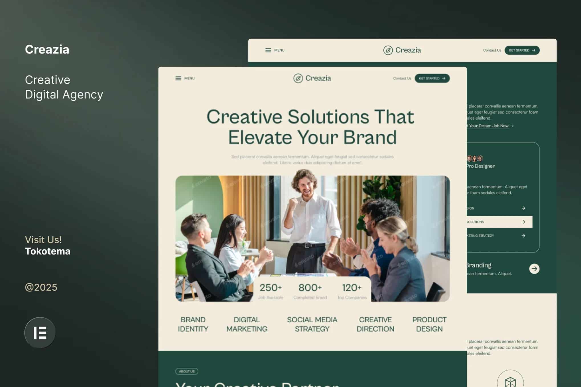 Creazia — Kits de Templates Elementor para sites de agências criativas