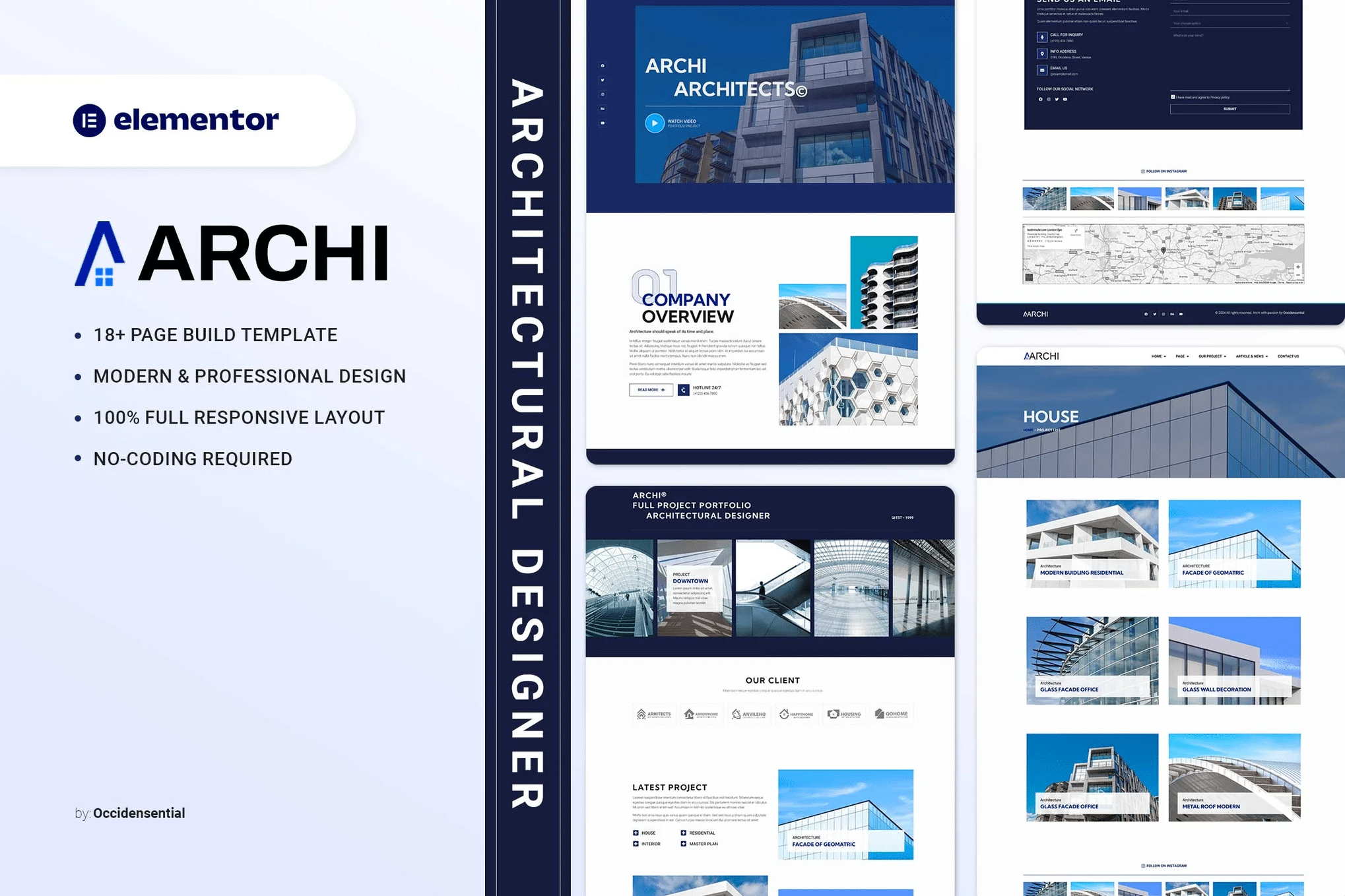 Archi - Kit de Templates Elementor para Designer de Arquitetura Sênior