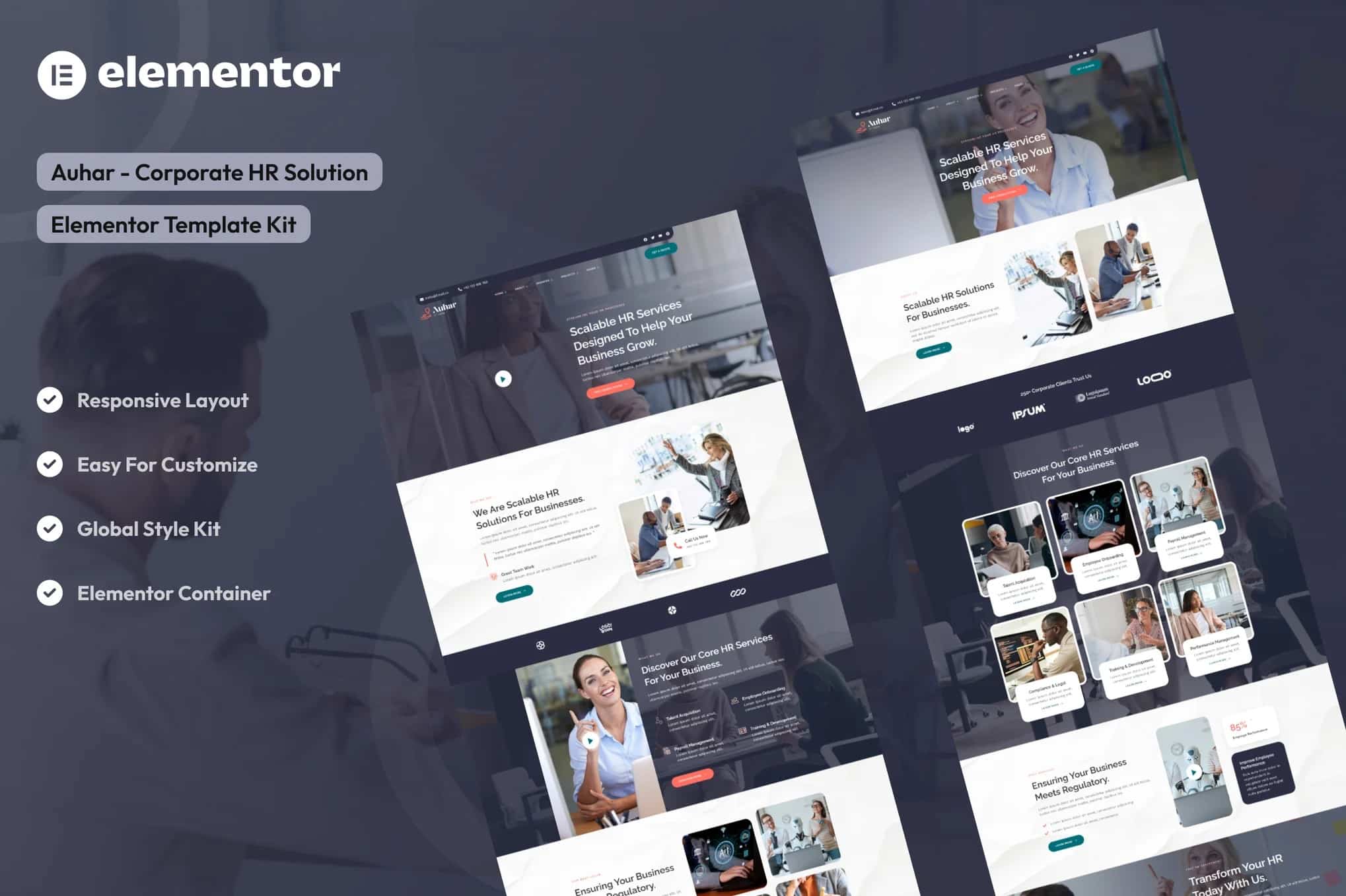 Auhar - Kit de Templates Elementor de Soluções Corporativas de RH