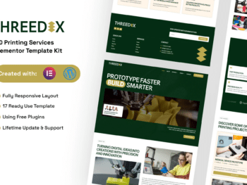 Threedix - Kit de modelos Elementor para serviços de impressão 3D