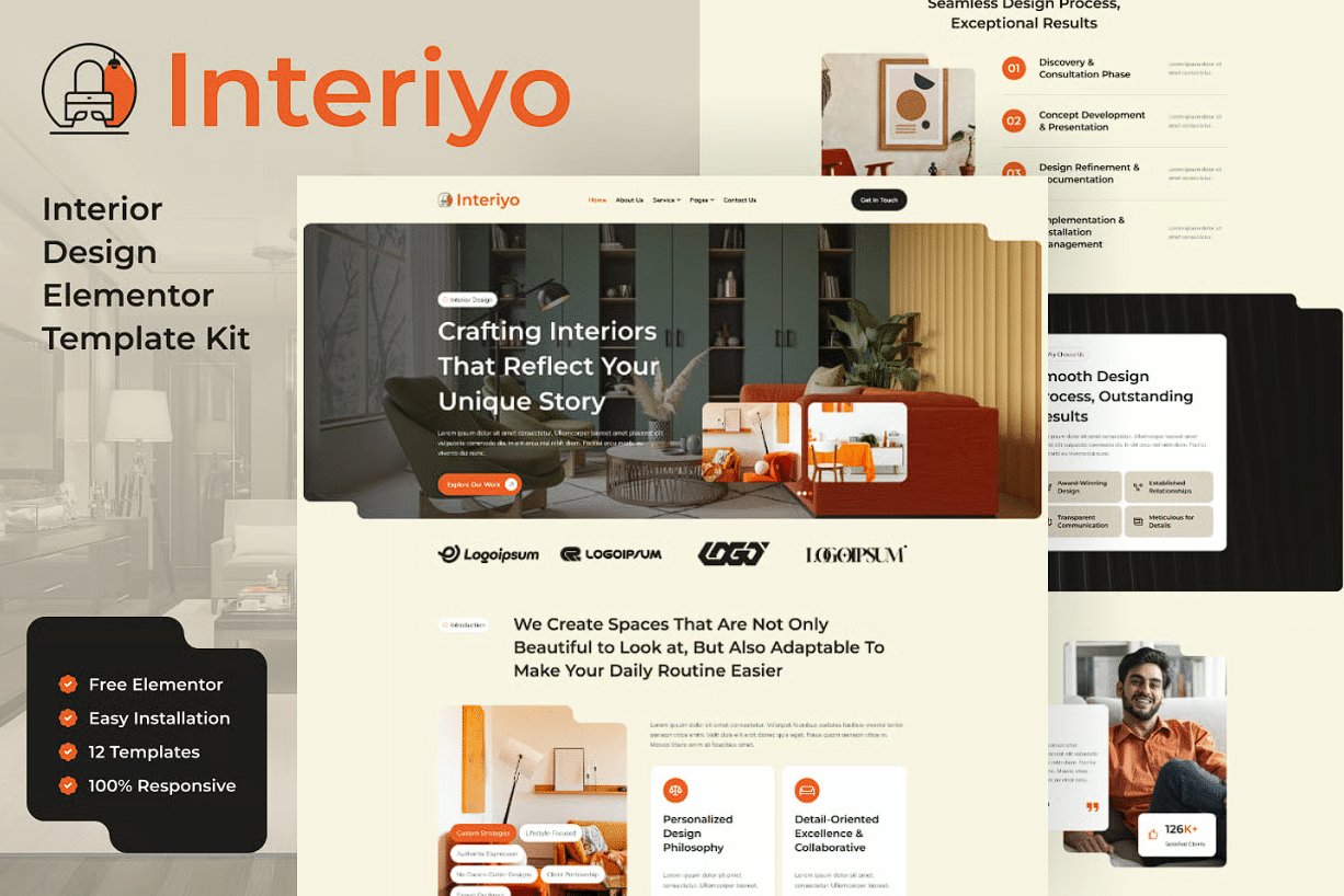 Interiyo - Kit de Templates Elementor de Design de Interiores