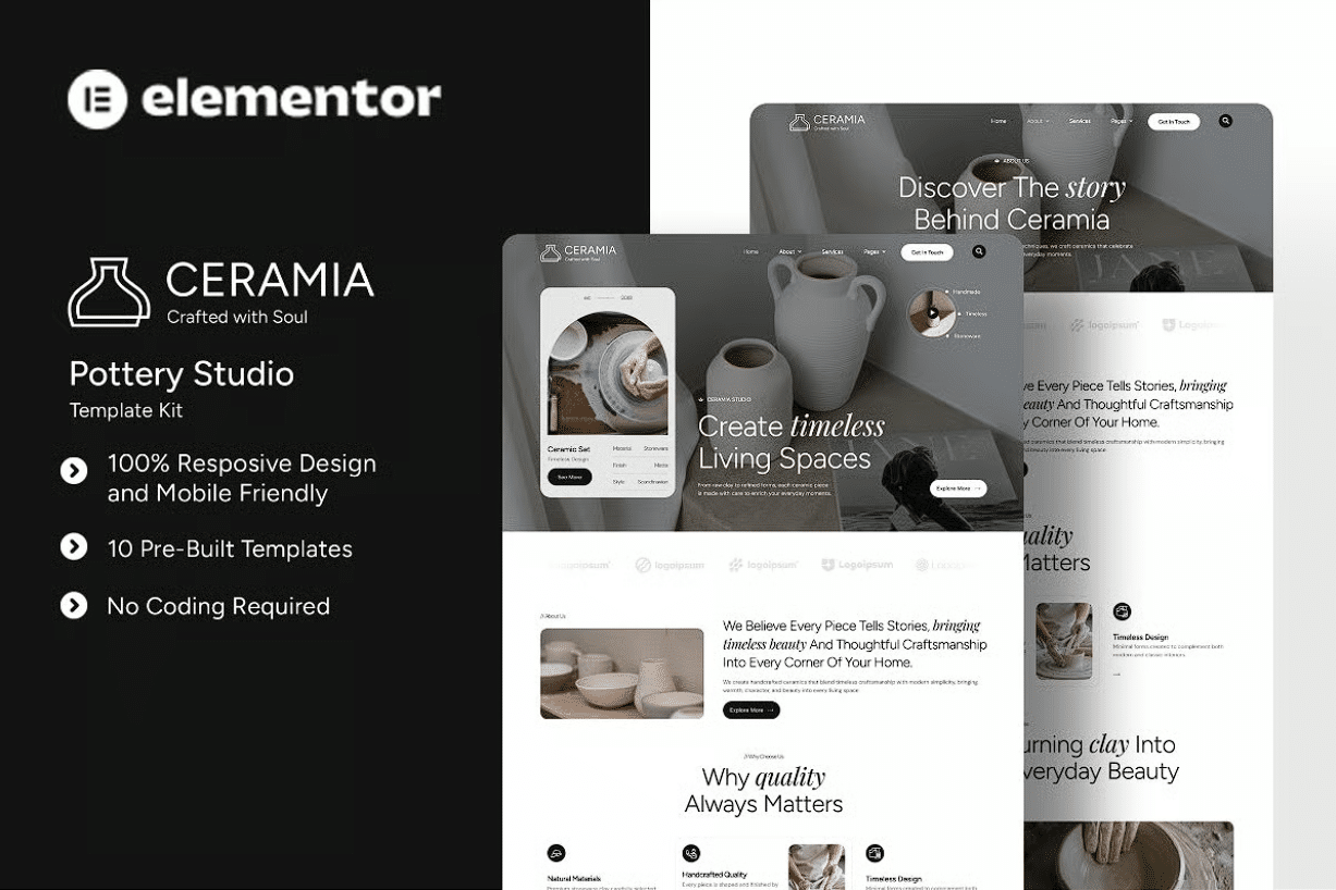 Ceramia - Kit de Templates Elementor do Pottery Studio