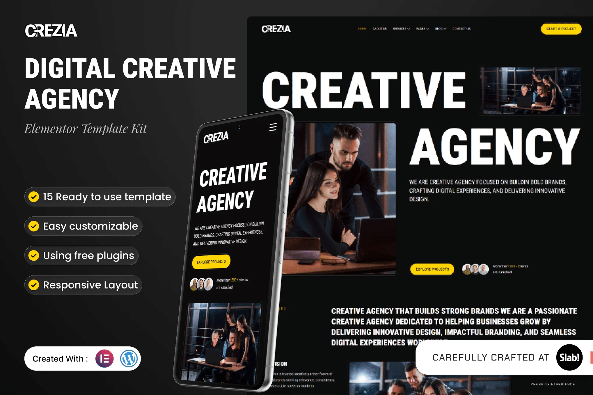 Crezia - Kit de Templates Elementor para Agência Criativa Digital