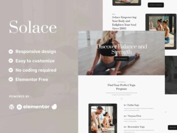 Solace - Kit de Templates Elementor para professores de ioga e estúdio