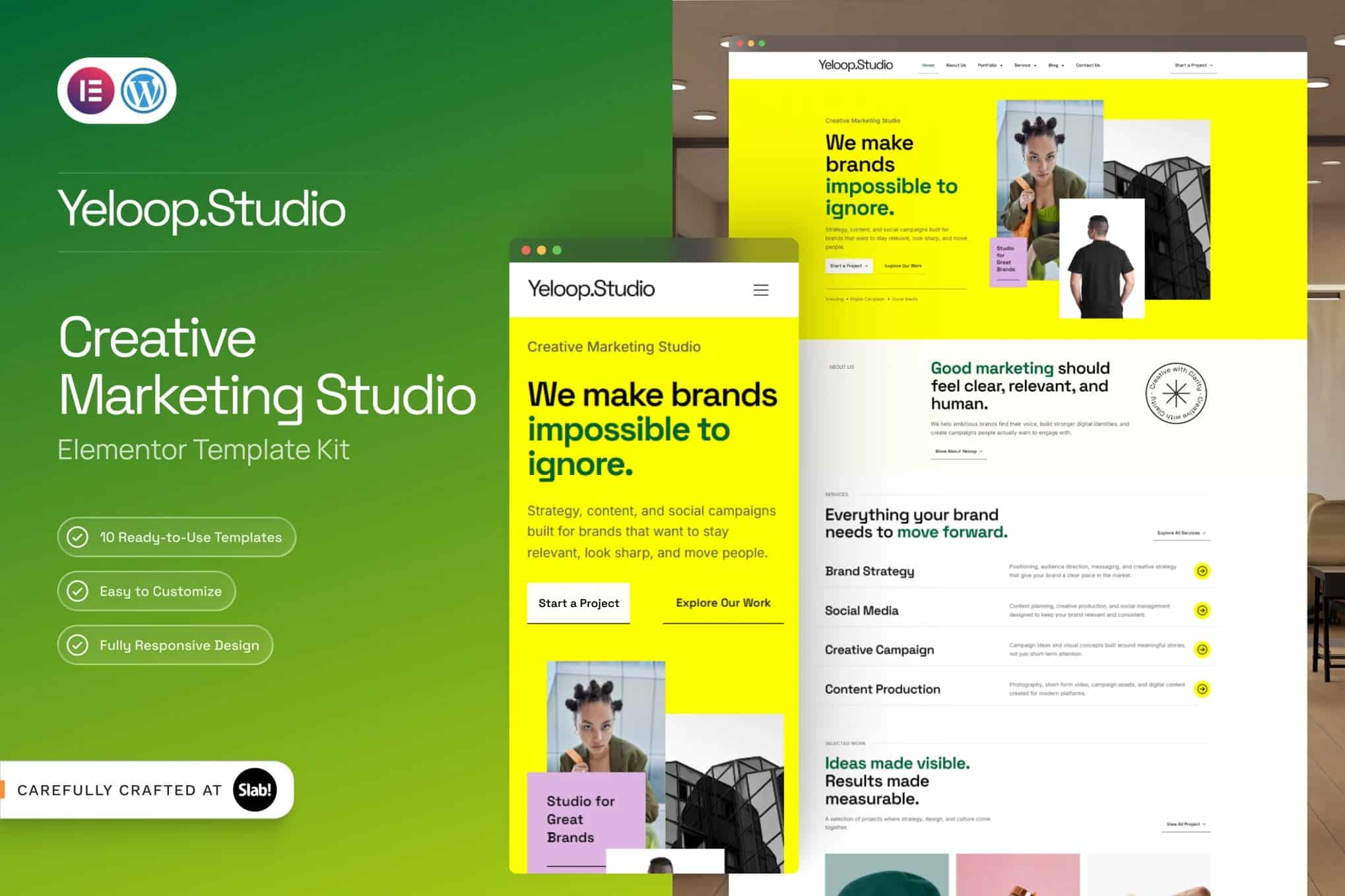 Yeloop - Kit de Modelos Elementor para Agência de Marketing Criativo