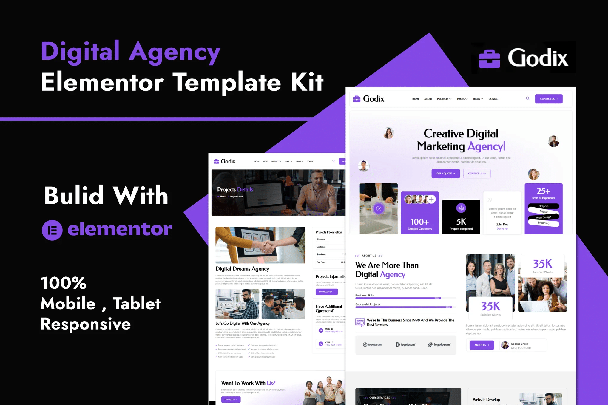 Godix - Kit de Modelos Elementor para Agência Digital