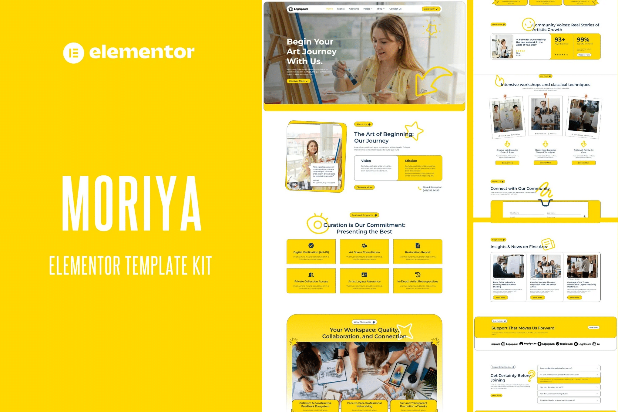 Moriya - Kit de Templates Elementor para a Comunidade de Arte