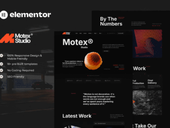 Motex - Kit de Templates Elementor Pro para Estúdio de Gráficos em Movimento e Animação 3D