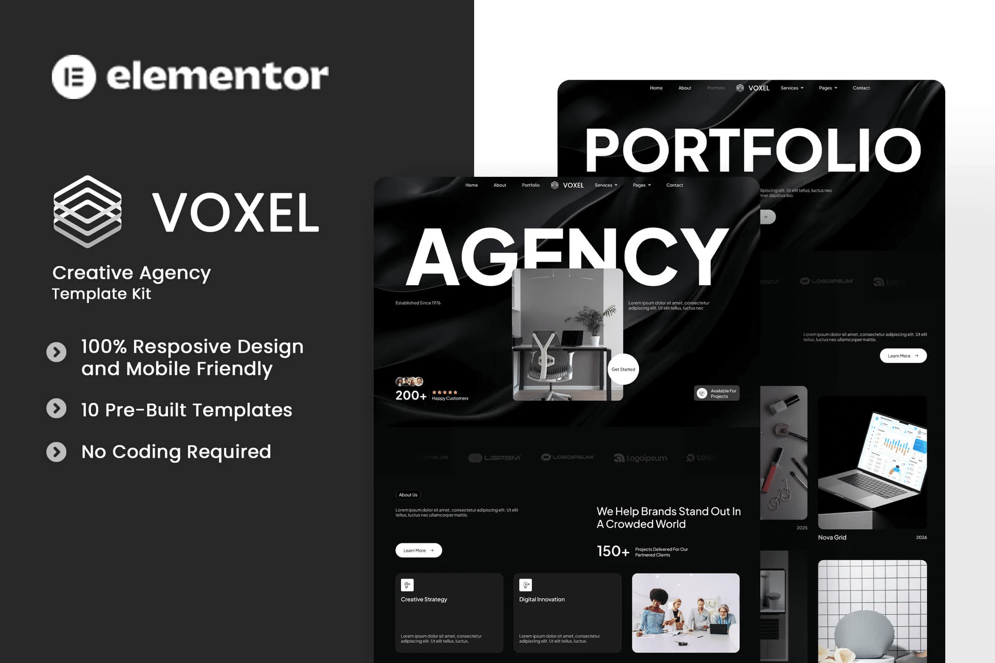 Voxel – Kit de Modelos Elementor para Agência Criativa
