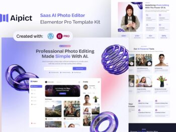 Aipict - Kit de Templates Elementor Pro do site Saas AI Photo Editor
