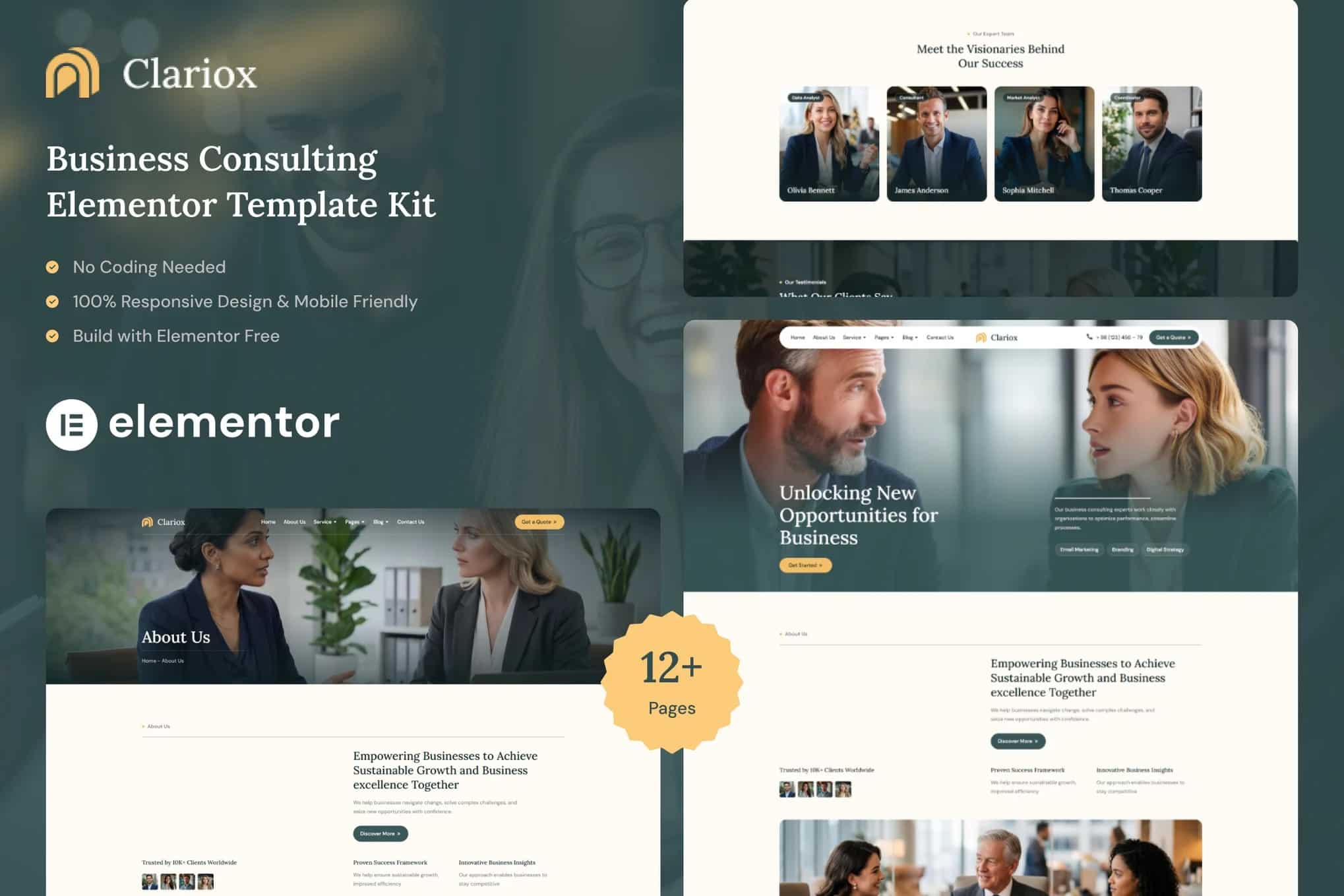 Clariox - Kit de Templates Elementor de consultoria de negócios