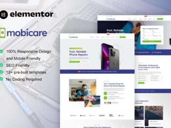 MobiCare - Kit de modelos Elementor Pro para reparo de telefones celulares e computadores