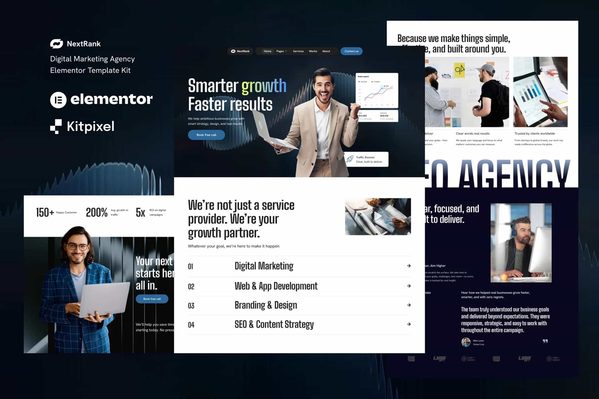 Nextrank - Kit de Templates Elementor para Agência de Marketing Digital