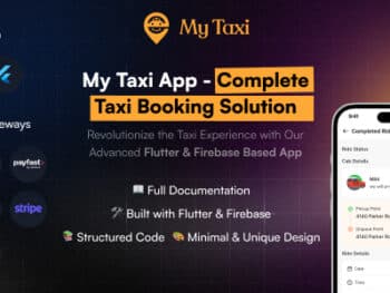 MyTaxi – Aplicativo completo de táxi em Flutter | Solução completa para reservas de táxi com viagens intermunicipais e de encomendas