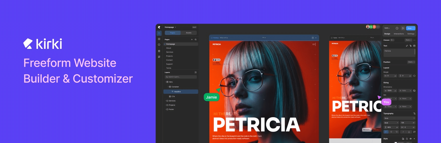 Kirki Pro - Kirki é o primeiro construtor visual de formato livre para WordPress