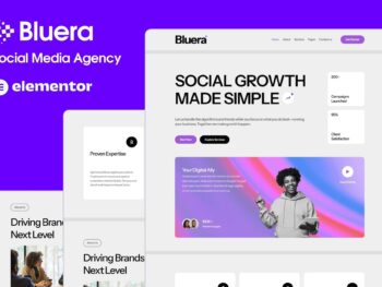 Bluera - Kit de Modelos Elementor para Agência de Mídia Social
