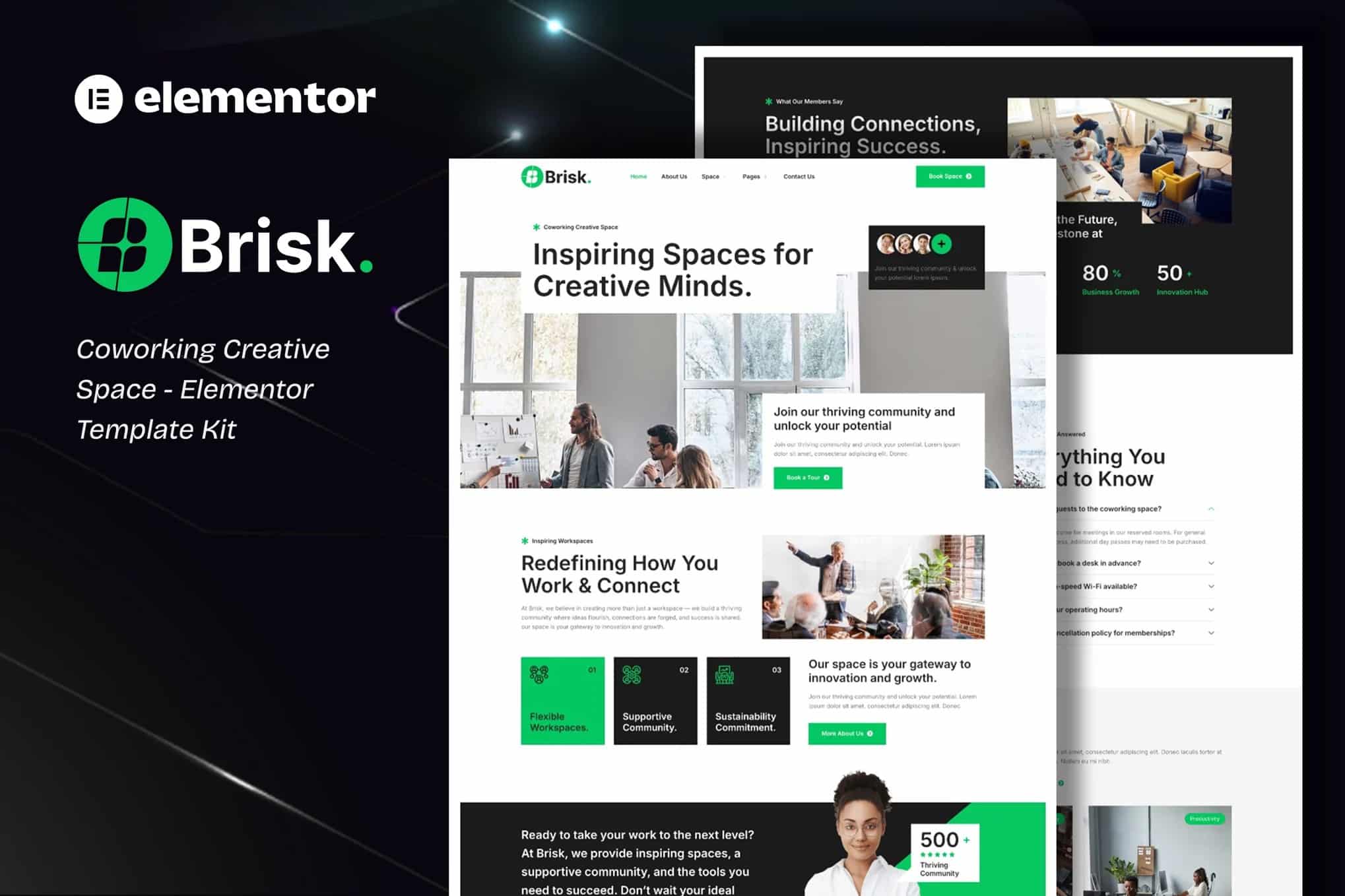 Brisk - Kit de Templates do Coworking Creative Space Elementor