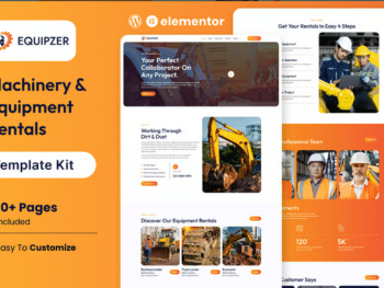 Equipzer - Kit de modelos Elementor para aluguel de máquinas e equipamentos