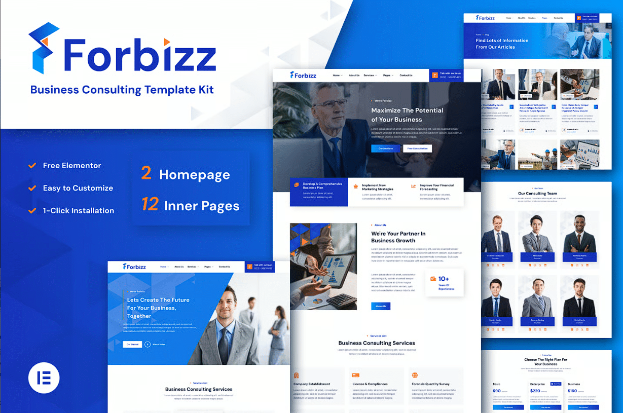 Forbizz - Kit de Templates Elementor de consultoria de negócios