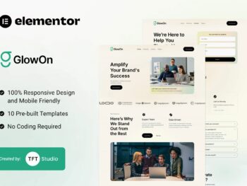 GlowOn - Agências de marketing digital, kit de modelos Elementor moderno