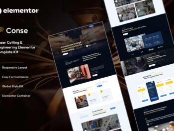 Conse - Kit de modelos Elementor para serviços industriais e de corte a laser