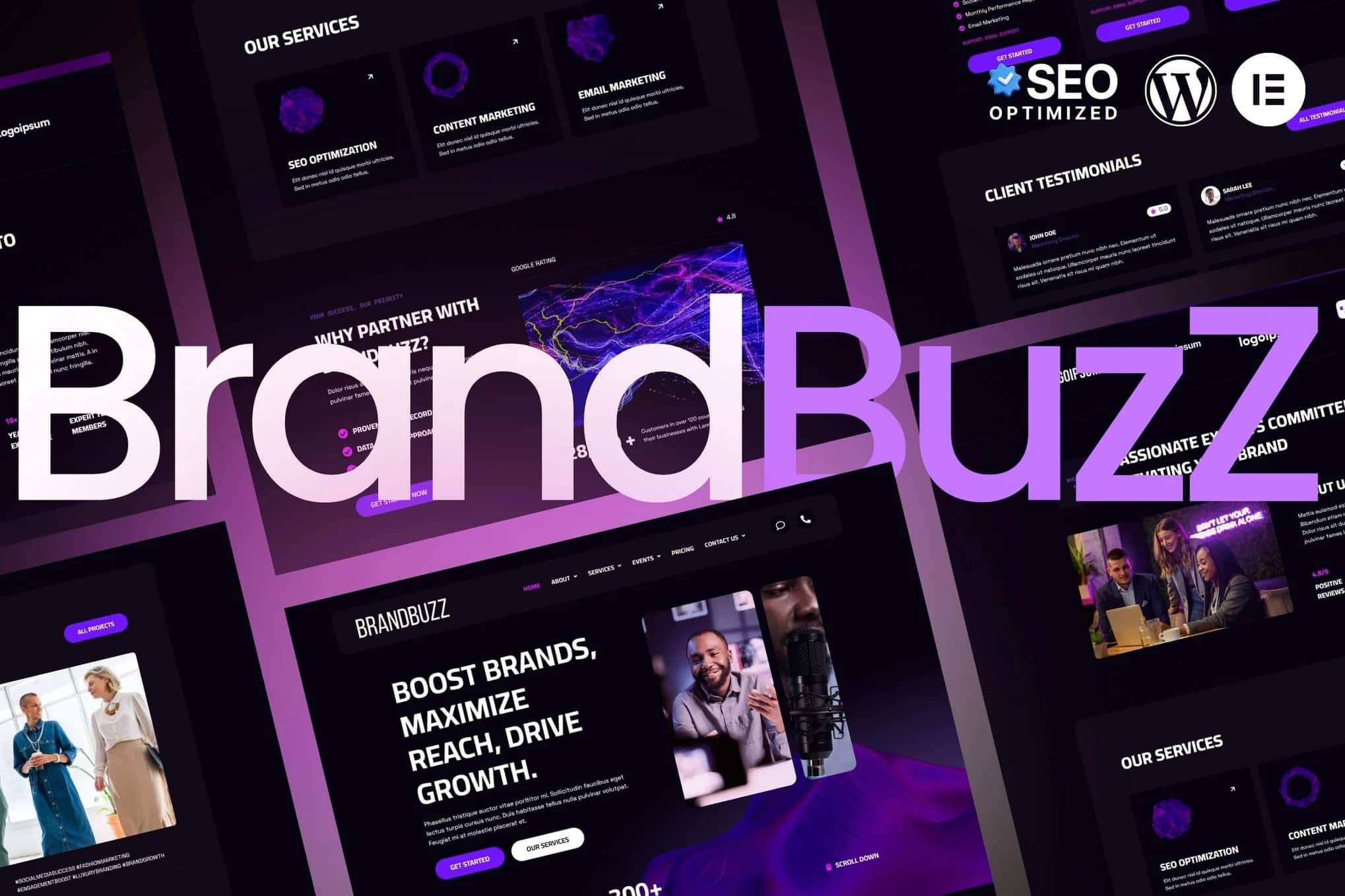 BrandBuzz - Kit Elementor para Agência Digital
