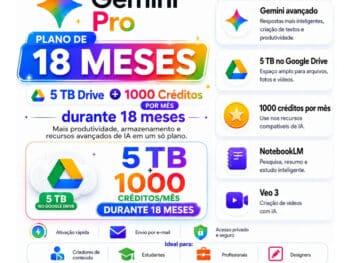 Google Gemini Ai Pro Completo + 5 Tb Drive Por 18 Meses!