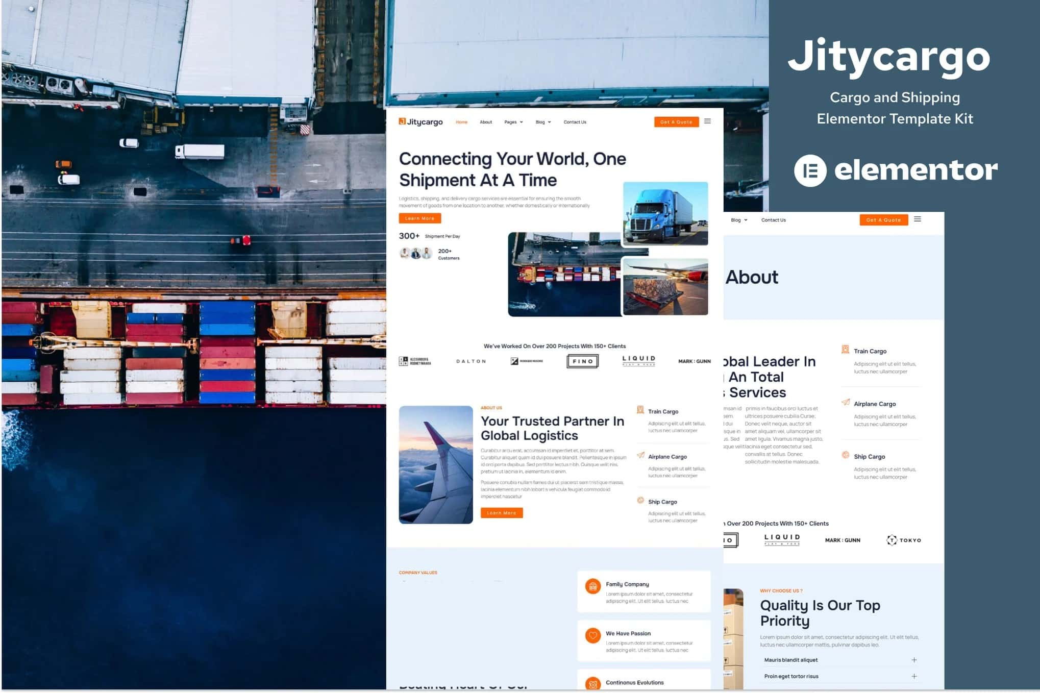 Jitycargo - Kit de Template Elementor Pro para Logística de Carga e Transporte