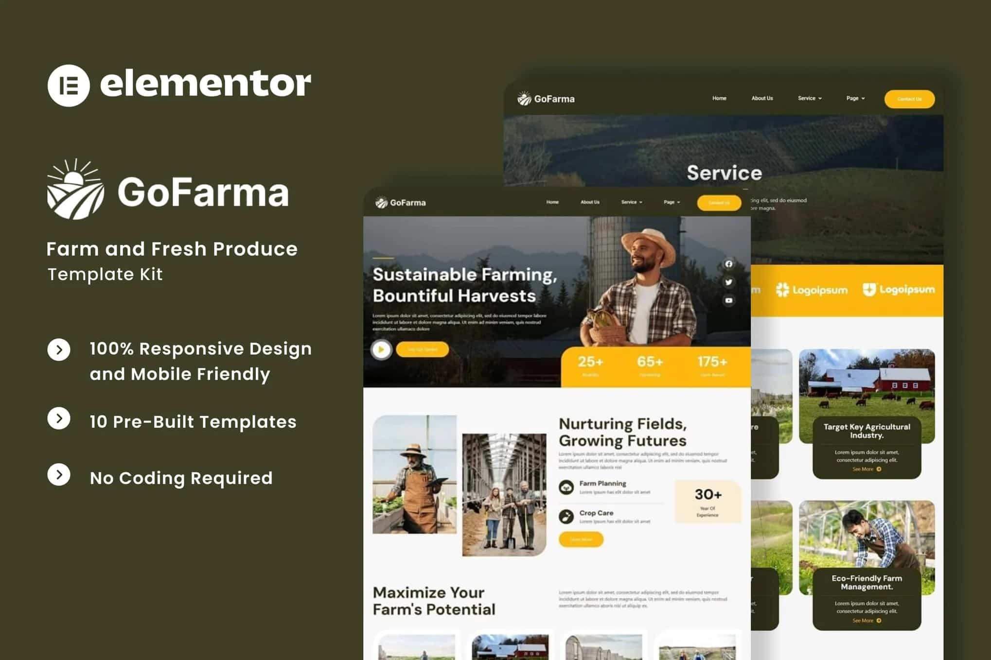 Gofarma - Kit de Templates Elementor para Agricultura e Produtos Frescos