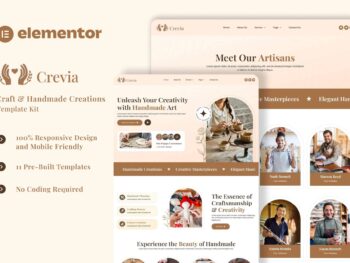 Crevia - Kit de Templates Elementor de Criações Artesanais e Artesanais