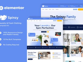 Spinzy - Kit de Templates Elementor para lavanderia e roupas frescas